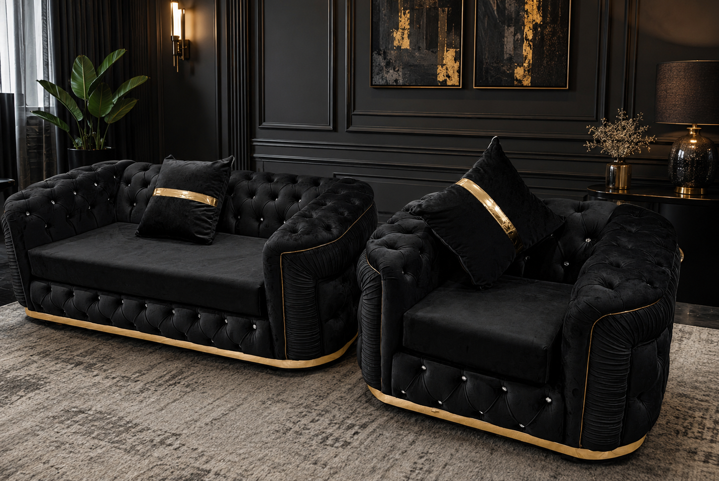 Khalifa Chesterfield Sofa – Luxury Button-Tufted Velvet Sofa