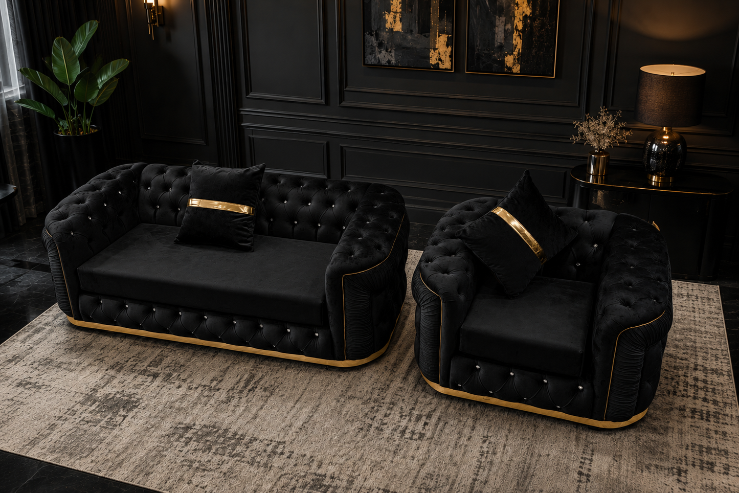 Khalifa Chesterfield Sofa – Luxury Button-Tufted Velvet Sofa