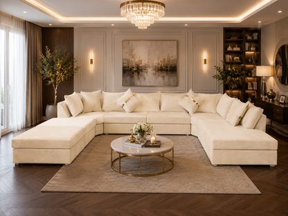 Lxury U-Shape Sofa – Modern Fabric Upholstered Family Sofa