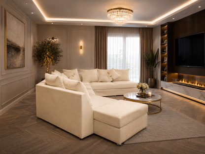 Lxury U-Shape Sofa – Modern Fabric Upholstered Family Sofa