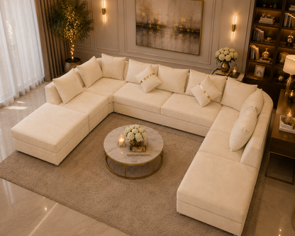 Lxury U-Shape Sofa – Modern Fabric Upholstered Family Sofa